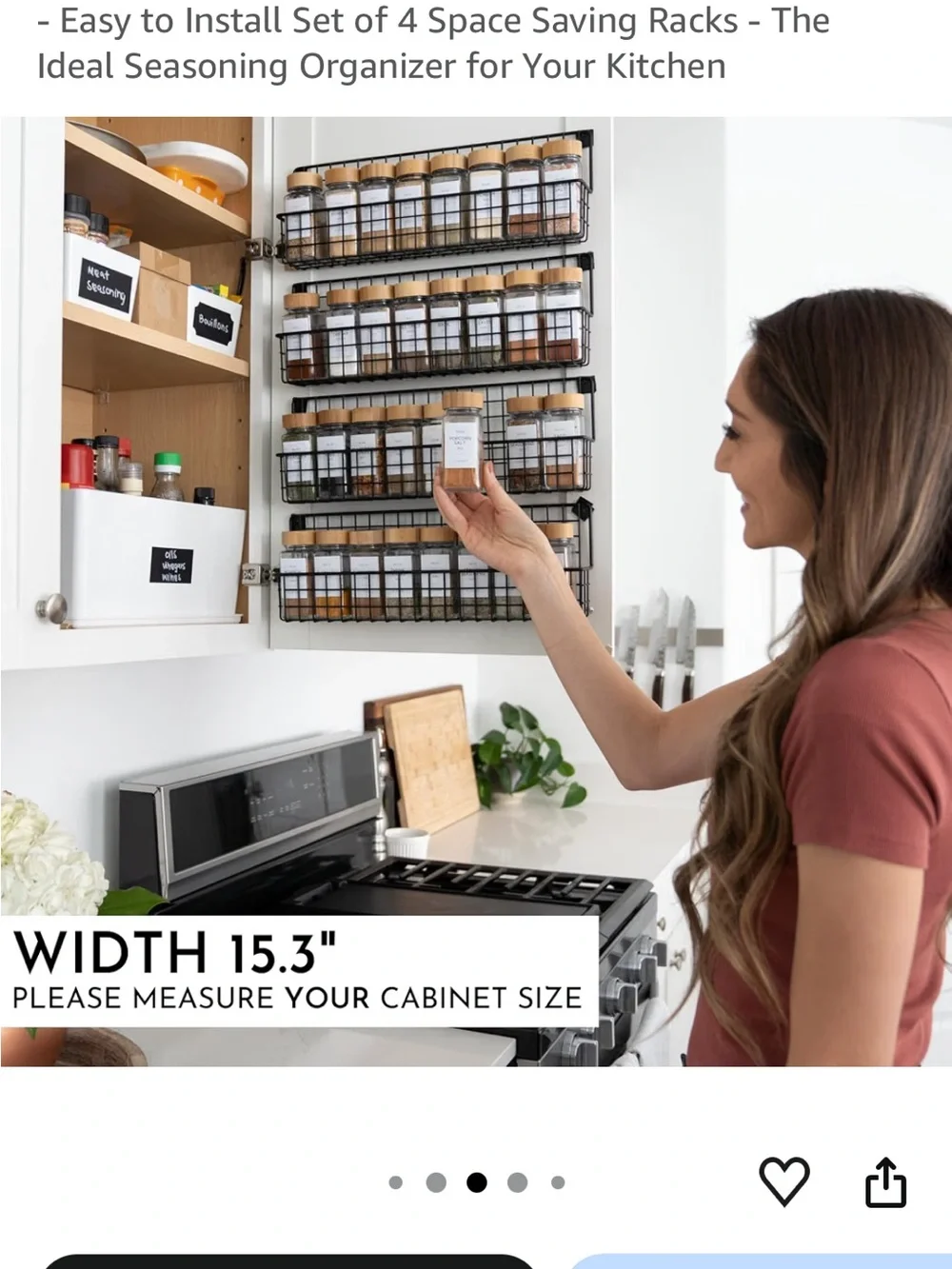 Black Farmhouse Wall-Mount Spice Rack Set of 4
